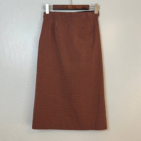 •RAILS• Luci Ruched Midi Skirt in Russet Gingham Size Small - Picture 3 of 12